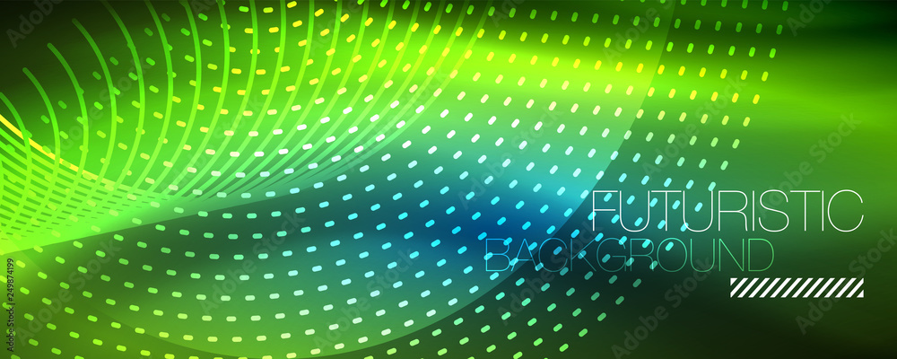 Glowing light particles in dark neon space, magic glow shiny abstract background Glowing light particles in dark neon space, magic glow shiny abstract background
