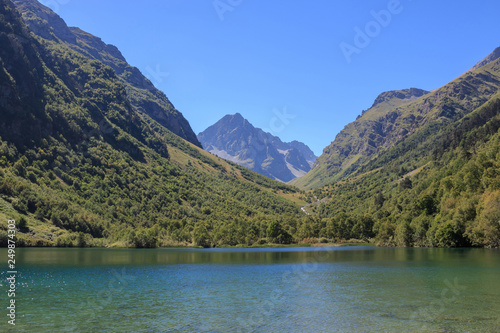 Lake scenes in mountains, national park Dombai, Caucasus, Russia