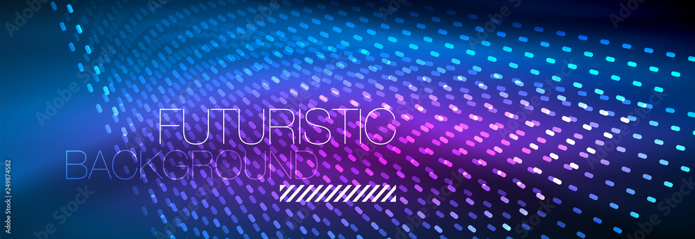Glowing light particles in dark neon space, magic glow shiny abstract background Glowing light particles in dark neon space, magic glow shiny abstract background