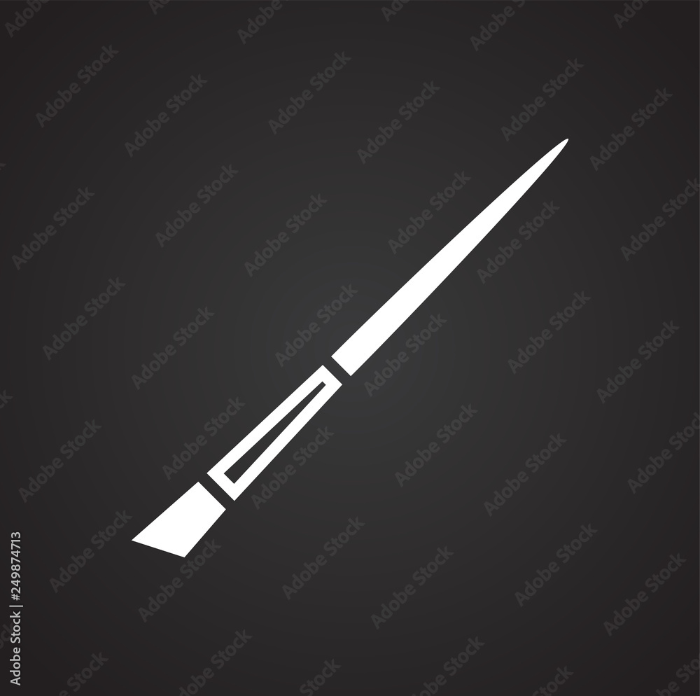 Brush icons set on black background for graphic and web design, Modern simple vector sign. Internet concept. Trendy symbol for website design web button or mobile app