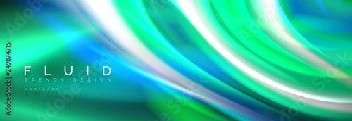 Fluid colors mixing glowing neon wave background, holographic texture