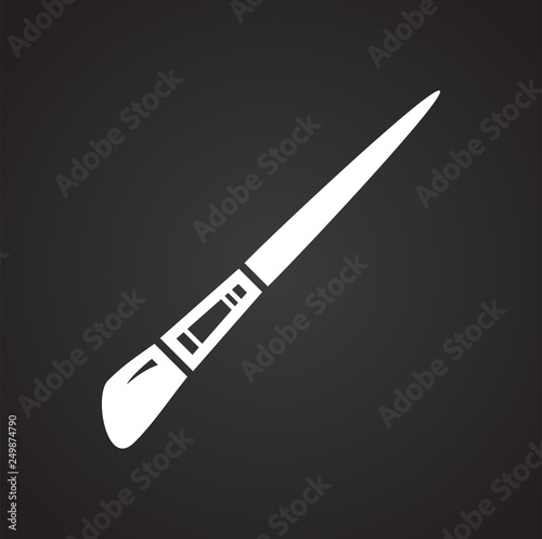 Brush icons set on black background for graphic and web design, Modern simple vector sign. Internet concept. Trendy symbol for website design web button or mobile app