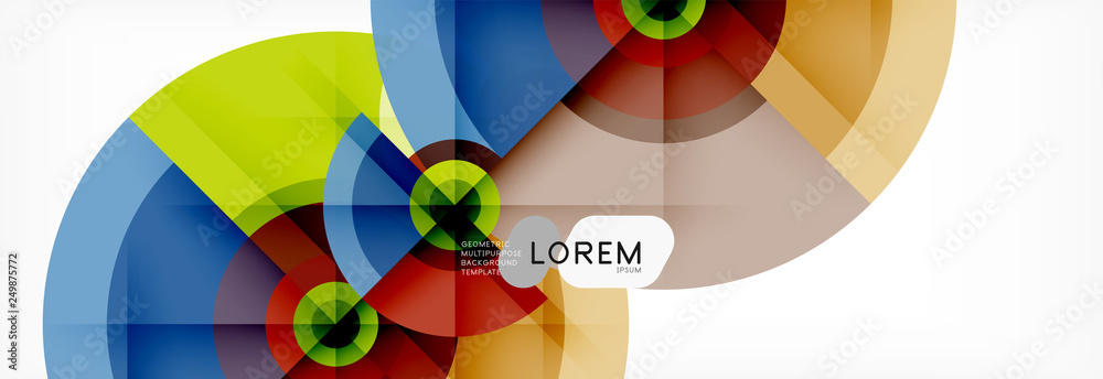 Minimal geometric circles and triangles abstract background, techno modern design, poster template