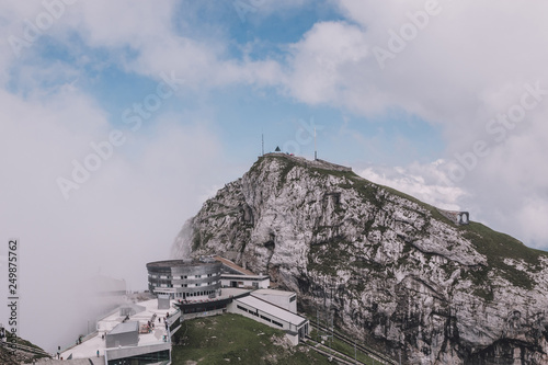 View mountains scene from top Pilatus Kulm in national park Lucerne