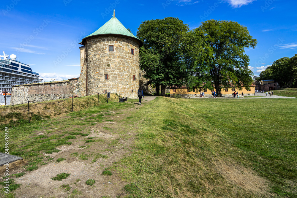 Defensive tower part of of Akershus medieval castle, Oslo, Norway