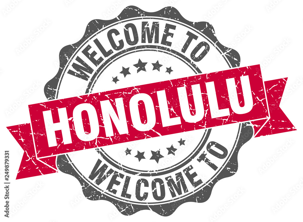 Fototapeta premium Honolulu round ribbon seal