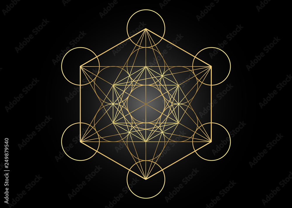 Vetor de Metatrons Cube, Flower of Life. Golden Sacred geometry ...