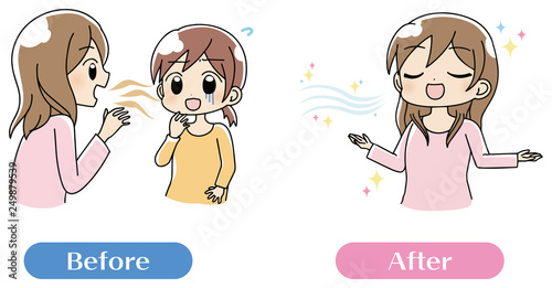 口臭くさい　女性　イラスト　セット