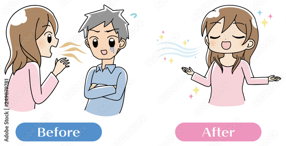 口臭くさい 女性 男性 イラスト セット Stock Vector Adobe Stock