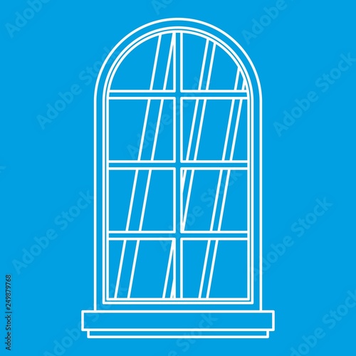Arched window icon blue outline style isolated vector illustration. Thin line sign