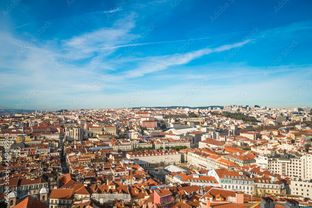 Lisbon city seen from above on a sunny day, Portugal, Europe