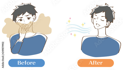 口臭くさい　男性　イラスト　セット