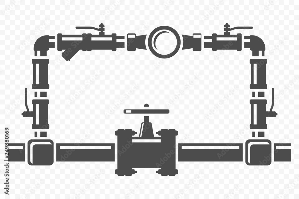 Icon for the bypass system of the water meter unit. Vector on transparent background Icon for the bypass system of the water meter unit. Vector on transparent background
