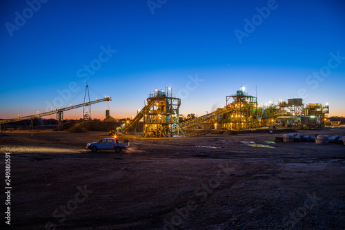 Night view of a copper mine head in NSW Australia