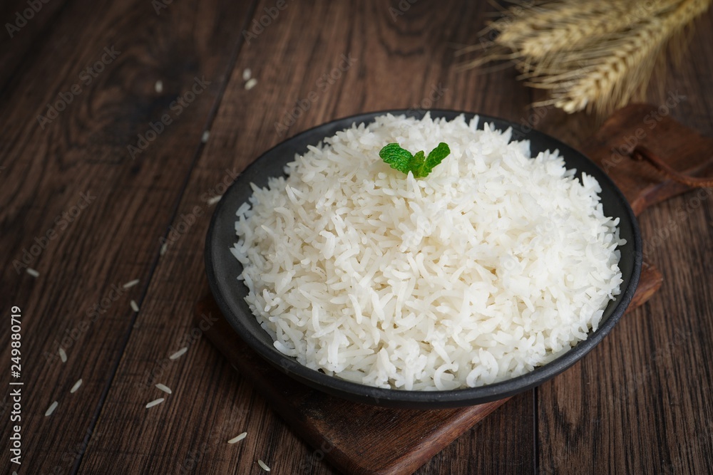 Bowl of cooked basmati rice. selective focus Bowl of cooked basmati rice. selective focus