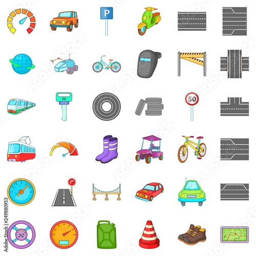 City traffic icons set. Cartoon style of 36 city traffic vector icons for web isolated on white background
