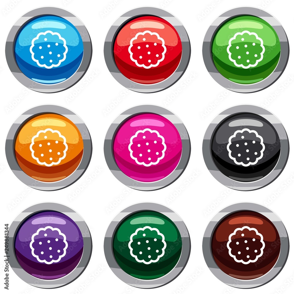 Cookies set icon isolated on white. 9 icon collection vector illustration Cookies set icon isolated on white. 9 icon collection vector illustration
