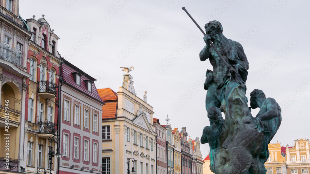 Fototapeta premium Poznań Market Square starówka Posejdon zamek 