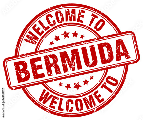 welcome to Bermuda red round vintage stamp