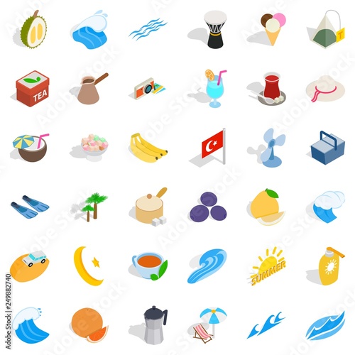Turkey travel icons set. Isometric style of 36 turkey travel vector icons for web isolated on white background