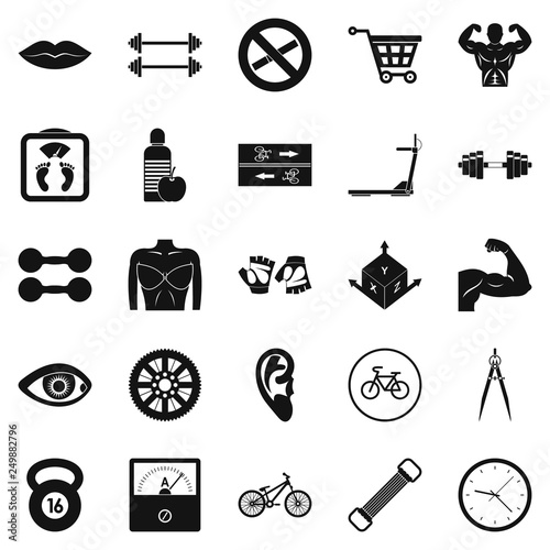 Dumbbells icons set. Simple set of 25 dumbbells vector icons for web isolated on white background