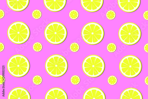 Yellow lemon slice pattern background - Vector.