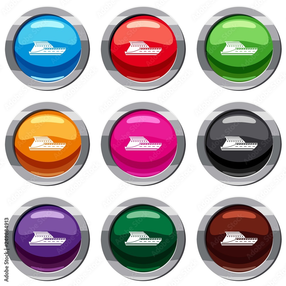 Yacht set icon isolated on white. 9 icon collection vector illustration Yacht set icon isolated on white. 9 icon collection vector illustration