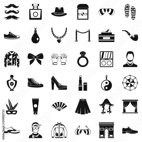 Vogue life icons set. Simple style of 36 vogue life vector icons for web isolated on white background
