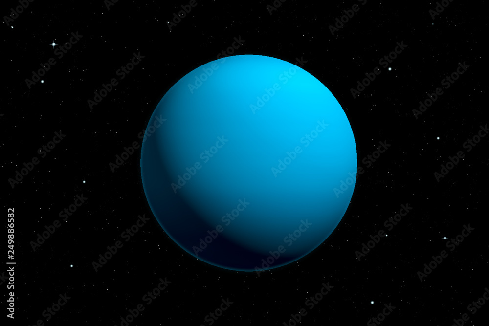 3d rendering of Uranus planet with deep space background. Surface texture furnished by NASA.