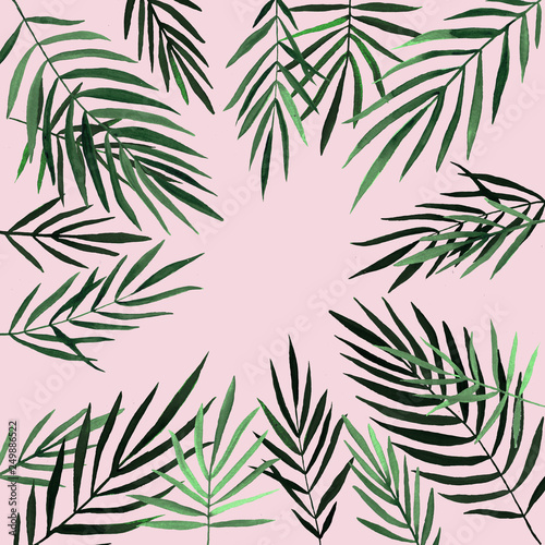 round frame of fern leaves