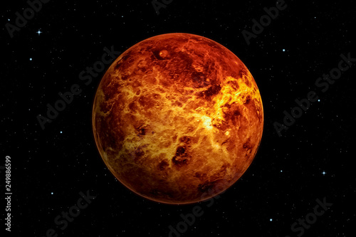 3d rendering of Venus planet with deep space background. Surface texture furnished by NASA.