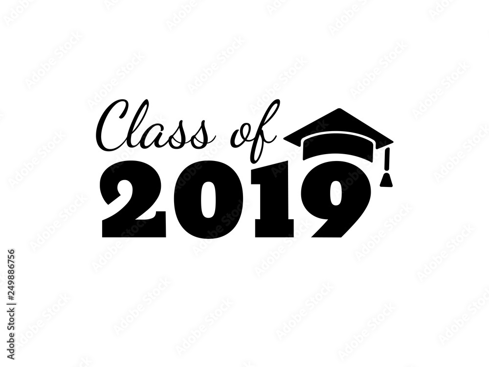 Class of 2019. Black number with education academic caps. Template for ...