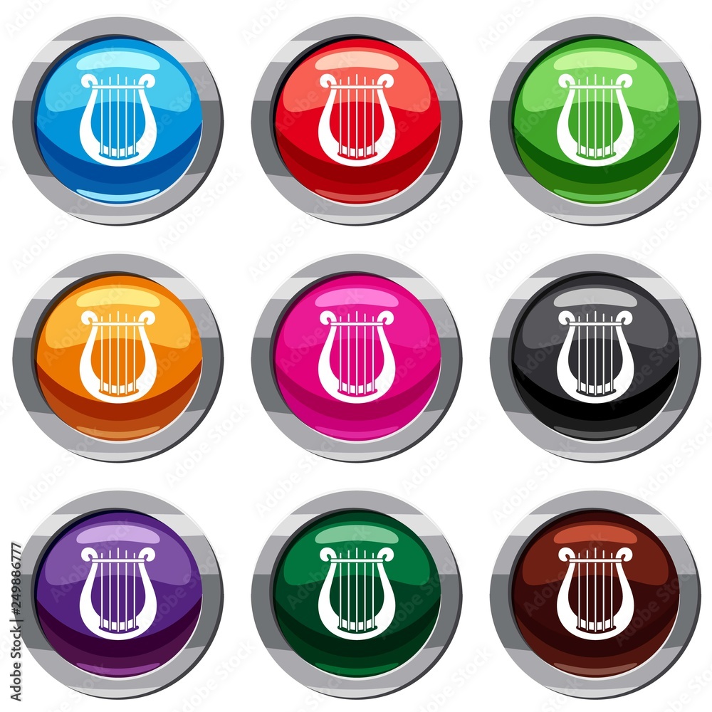 Harp set icon isolated on white. 9 icon collection vector illustration Harp set icon isolated on white. 9 icon collection vector illustration