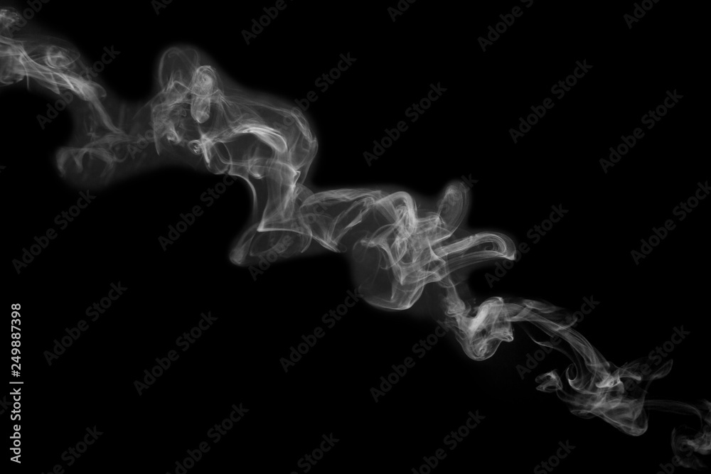 Fototapeta premium white smoke isolated on black background, abstract powder, water spray, Add smoke effect