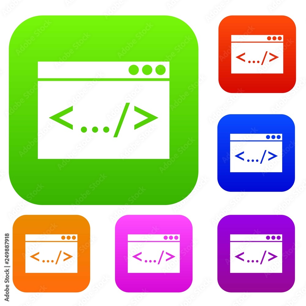 Code window set icon in different colors isolated vector illustration. Premium collection Code window set icon in different colors isolated vector illustration. Premium collection