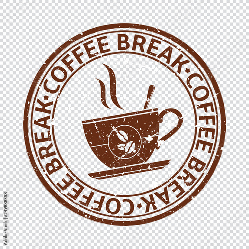 Coffee break stamp isolated on transparent background