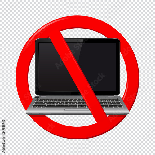 Not use laptop sign isolated on transparent background
