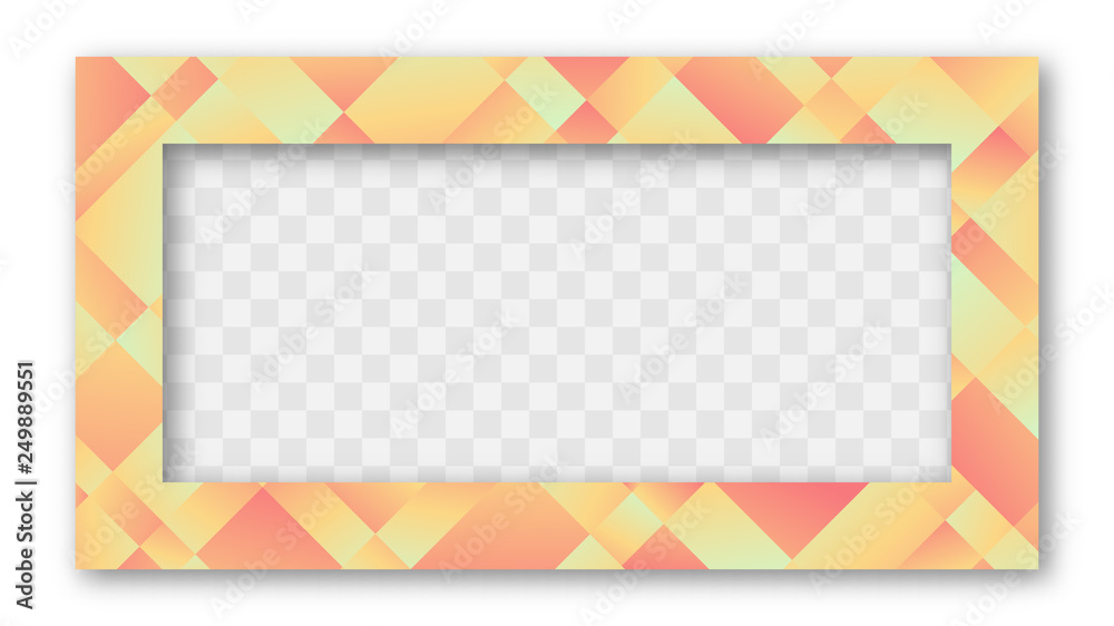 Colored Trendy Gradient Frame With Bland Shadows Isolated On White Background. Abstract Colorful Rectangle Border. Vector Illustration, Eps 10.