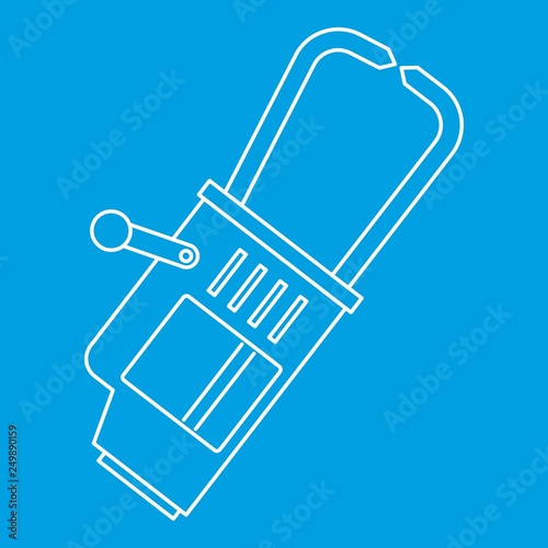 Hammer slag of welder icon blue outline style isolated vector illustration. Thin line sign