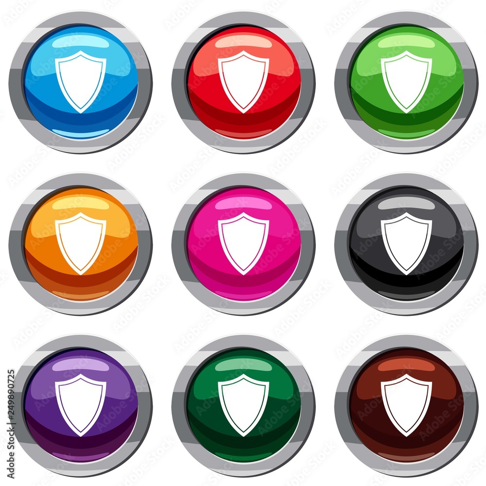 Shield for war set icon isolated on white. 9 icon collection vector illustration Shield for war set icon isolated on white. 9 icon collection vector illustration