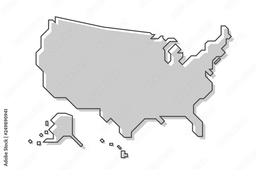 United States of America map . Modern simple line style . Vector . - obrazy, fototapety, plakaty 