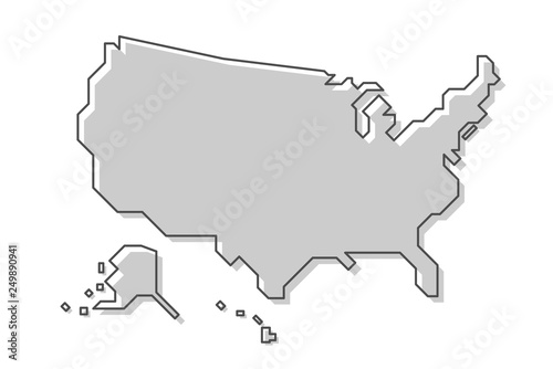 United States of America map . Modern simple line style . Vector .