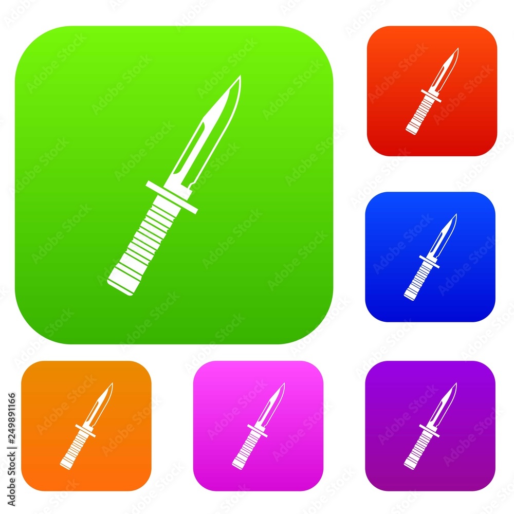 Military knife set icon in different colors isolated vector illustration. Premium collection Military knife set icon in different colors isolated vector illustration. Premium collection