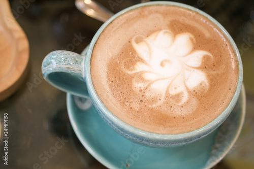 Hot coffee is placed on the table.