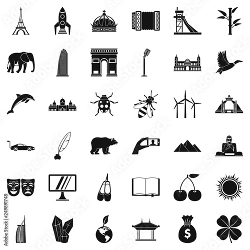 Big world icons set. Simple style of 36 big world vector icons for web isolated on white background