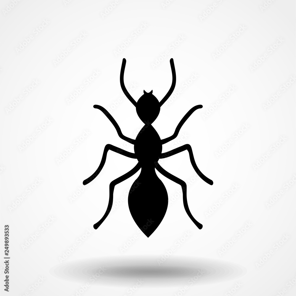 Ant icon or logo - vector simple black insect symbol