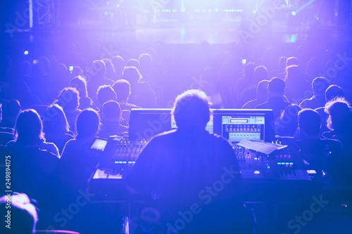 Live music show mixing console on the stage