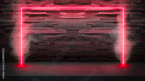 Empty dark stone table with...