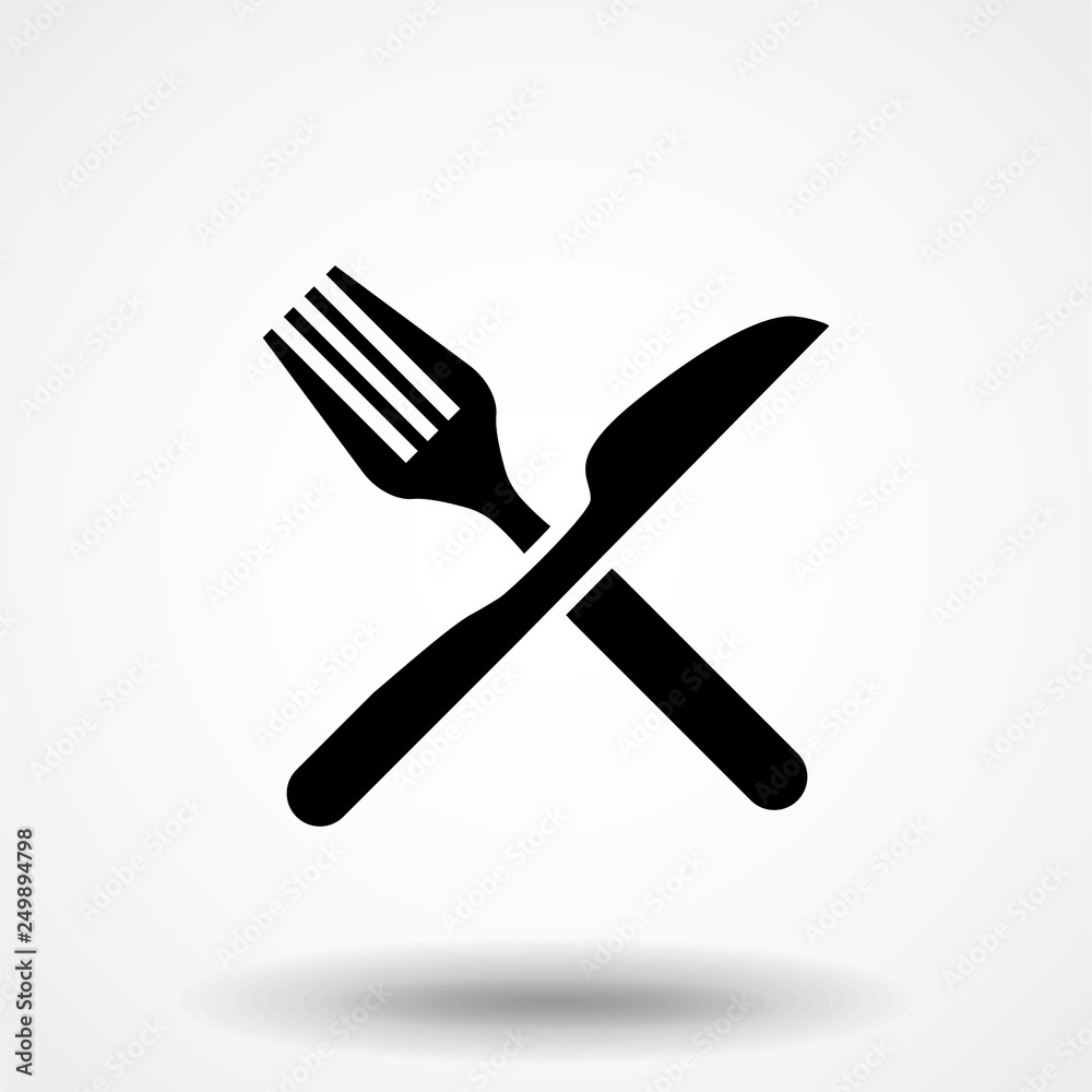 Knife and fork crossed icon vector