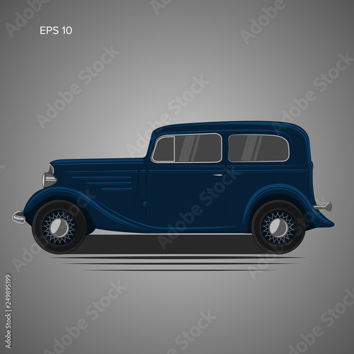 Old vintage retro pre-war car vector illustration. Exclusive car